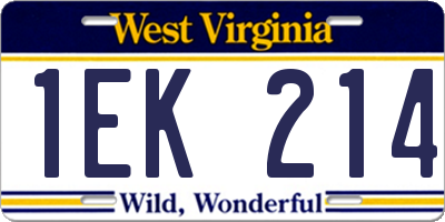 WV license plate 1EK214