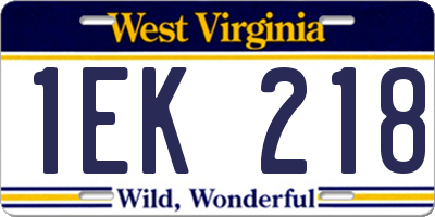 WV license plate 1EK218