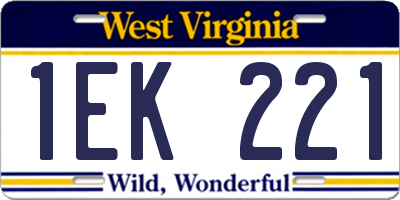 WV license plate 1EK221