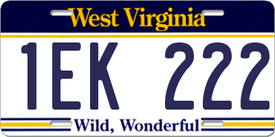 WV license plate 1EK222