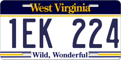 WV license plate 1EK224