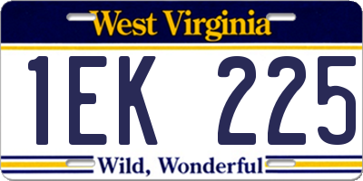 WV license plate 1EK225