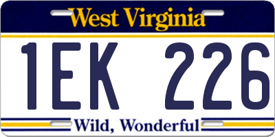 WV license plate 1EK226