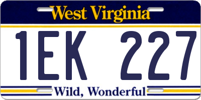 WV license plate 1EK227