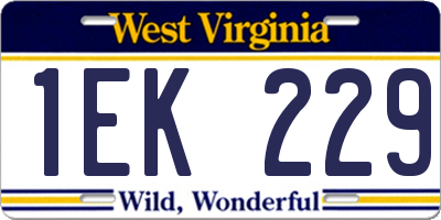 WV license plate 1EK229