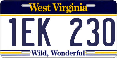 WV license plate 1EK230