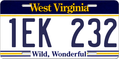 WV license plate 1EK232