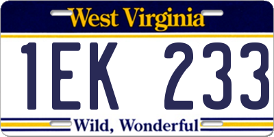 WV license plate 1EK233