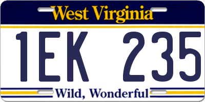 WV license plate 1EK235