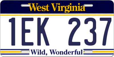 WV license plate 1EK237