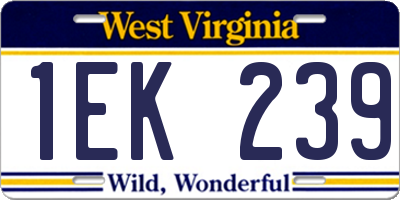 WV license plate 1EK239