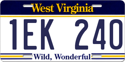 WV license plate 1EK240