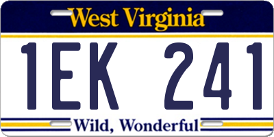 WV license plate 1EK241