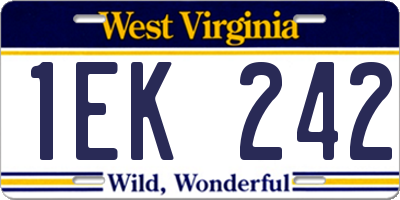WV license plate 1EK242