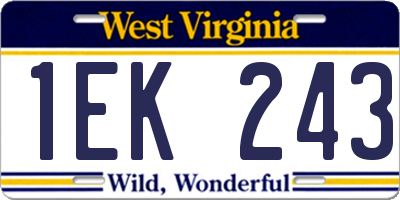 WV license plate 1EK243