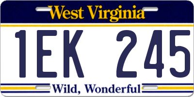WV license plate 1EK245
