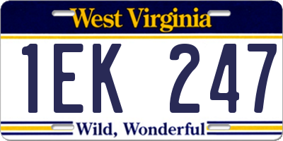 WV license plate 1EK247