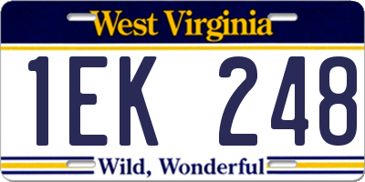 WV license plate 1EK248
