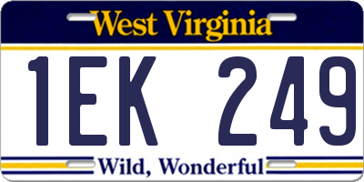 WV license plate 1EK249