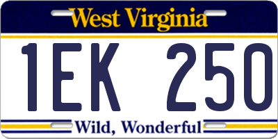 WV license plate 1EK250