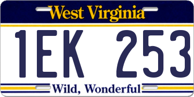 WV license plate 1EK253
