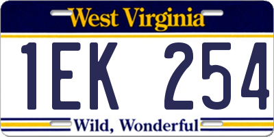 WV license plate 1EK254