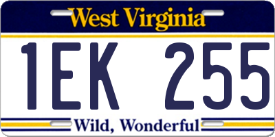 WV license plate 1EK255
