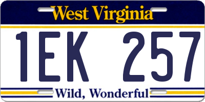 WV license plate 1EK257