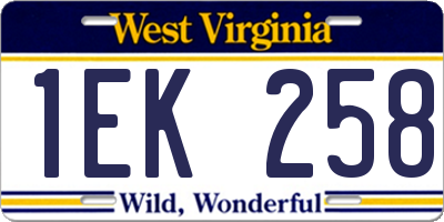 WV license plate 1EK258