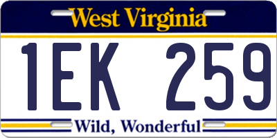 WV license plate 1EK259