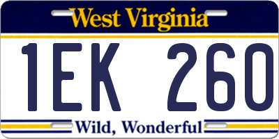 WV license plate 1EK260