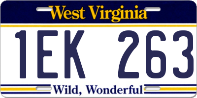 WV license plate 1EK263