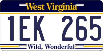 WV license plate 1EK265