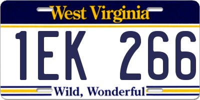 WV license plate 1EK266