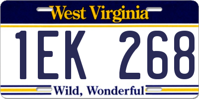WV license plate 1EK268
