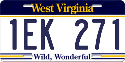 WV license plate 1EK271