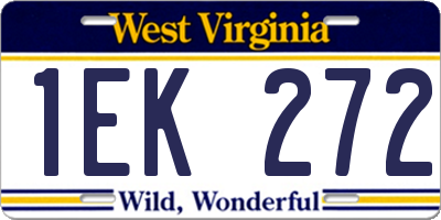 WV license plate 1EK272