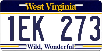 WV license plate 1EK273
