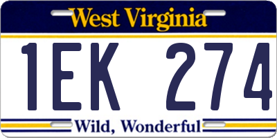 WV license plate 1EK274