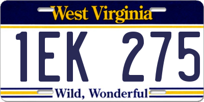 WV license plate 1EK275