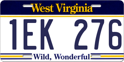 WV license plate 1EK276