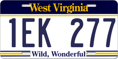 WV license plate 1EK277