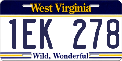 WV license plate 1EK278