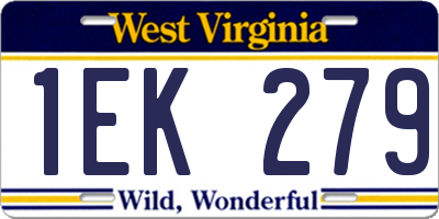 WV license plate 1EK279