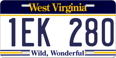 WV license plate 1EK280