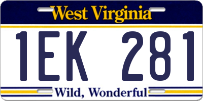 WV license plate 1EK281