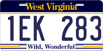 WV license plate 1EK283