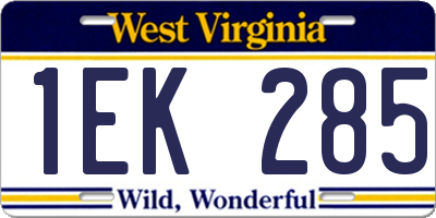 WV license plate 1EK285