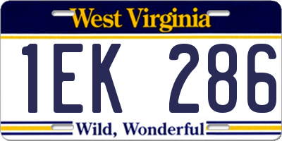 WV license plate 1EK286