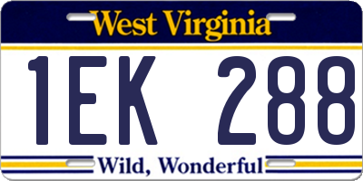 WV license plate 1EK288